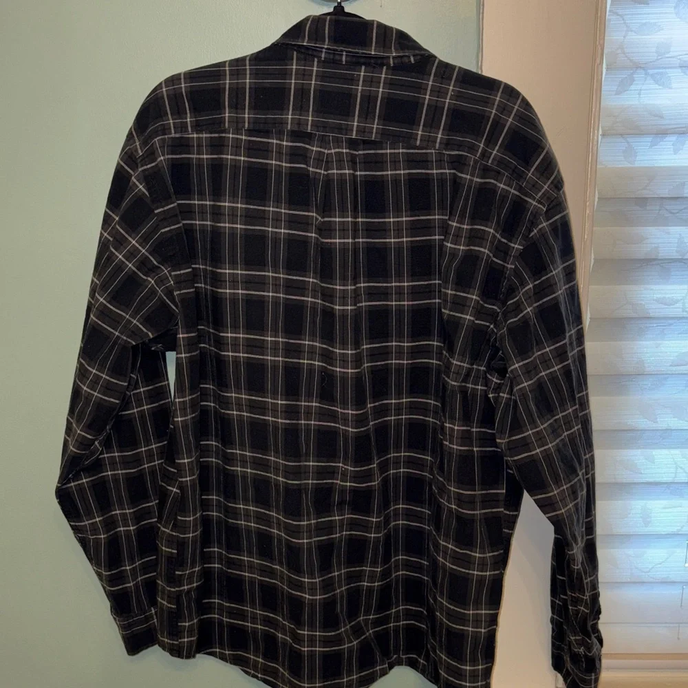 Eddie Bauer Plaid Button Down Shirt Men’s XL Black White Flannel Casual - Picture 7 of 8